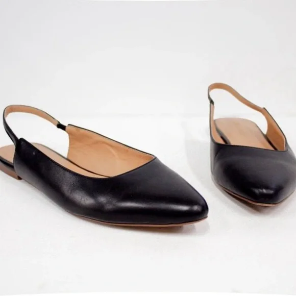 Madewell | Women’s black leather Margot slingback classic pointed toe flats sz 8 - Picture 3 of 16